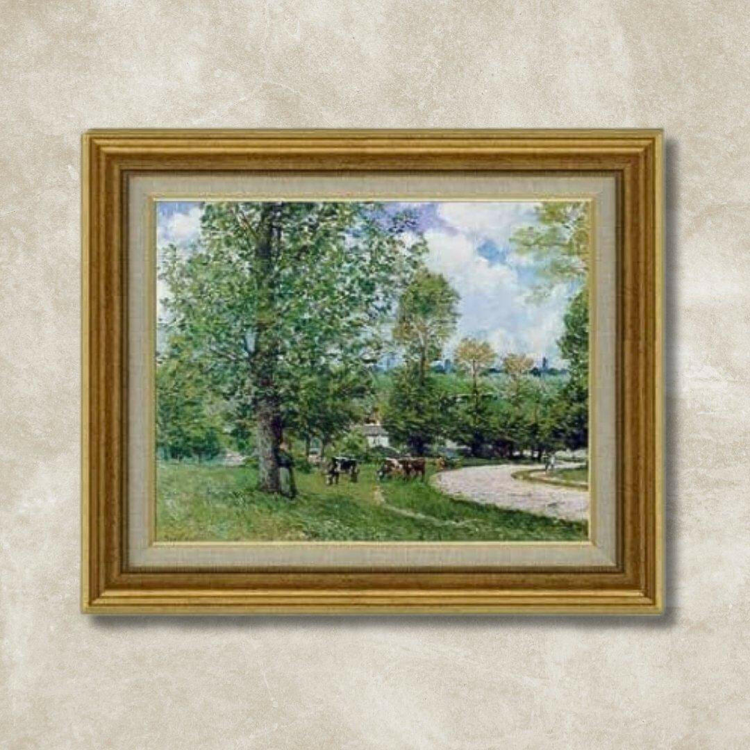 Alfred Sisley | Cows in Pasture, Louveciennes  F6 Wall Art - Hand-painted oil painting -  | High-Quality Oil Painting.